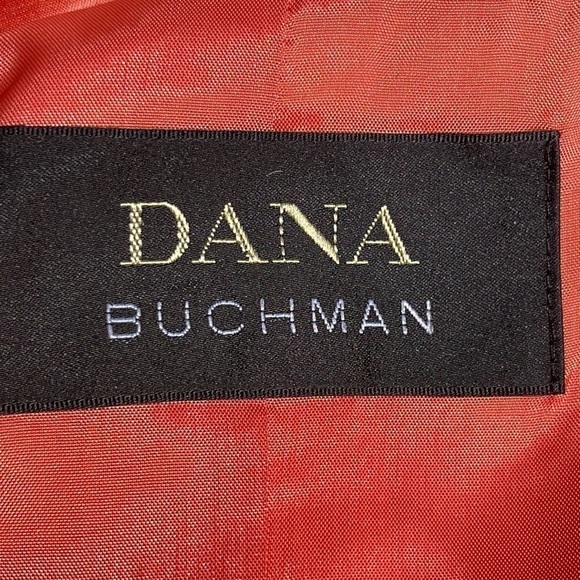 DANA Buchman Jacket Silk Dupioni Linen Blend Bright Coral Shoulder Pads Size 14 - Picture 7 of 13